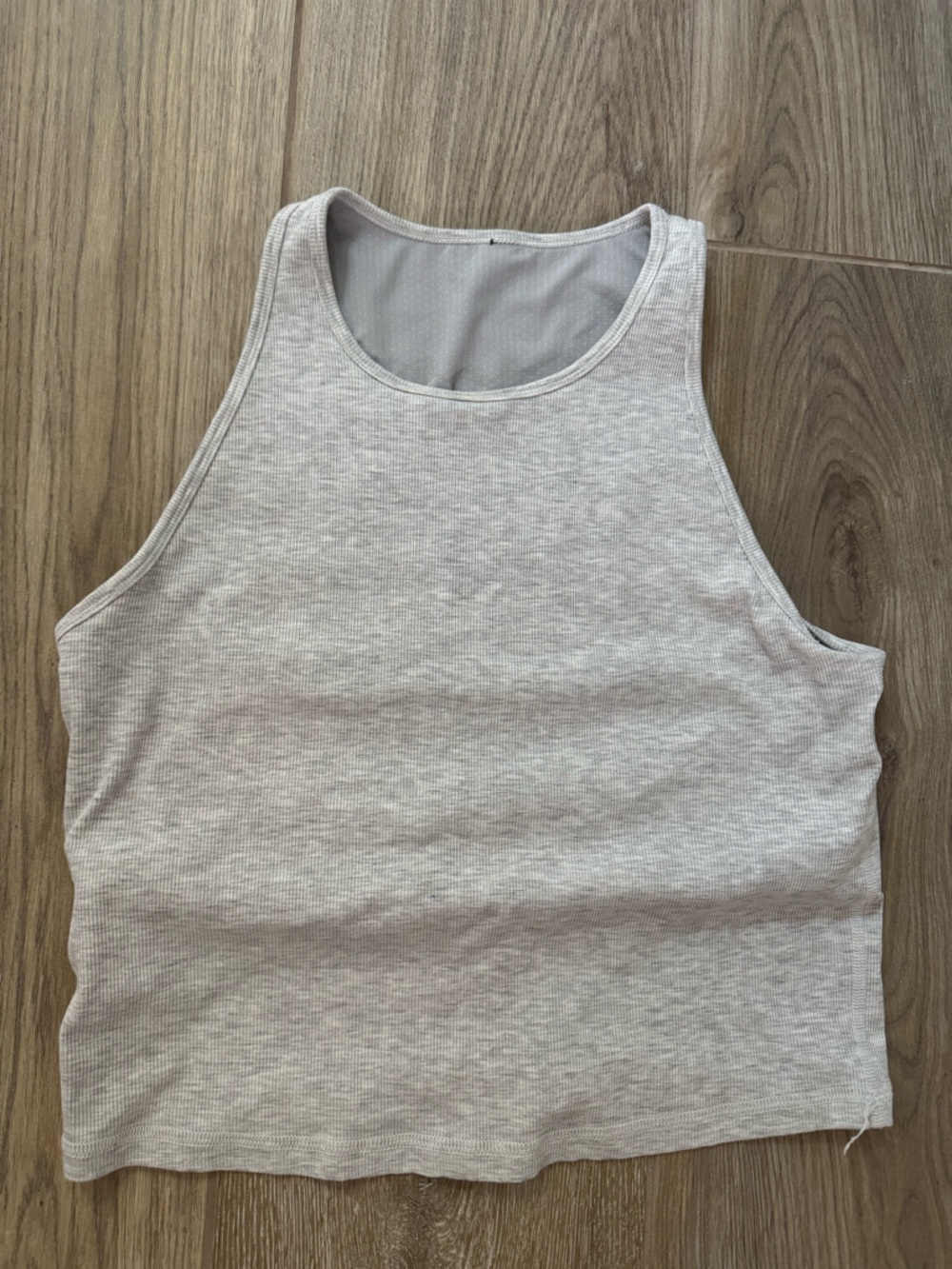 Vuori Heathered Light Gray Ribbed Pose Plyo Racerback Tank